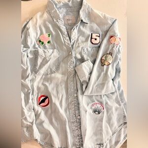 RAILS Cartier Light Blue Shirt with Patch Details 100 Lyocell